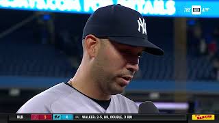 Marwin González on the field after the Yankees 11th straight win [upl. by Mehcanem654]