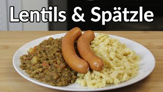 Lentils Linsen with Spaetzle a German Classic From Scratch [upl. by Renrew914]