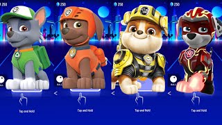 ROCKY 🆚 ZUMQ 🆚 RUBBER 🆚 MARSHALL 🆚 PAW PATROL TILES HOP EDM RUSH GAME 🎮 🎯 pawpatrol tileshop [upl. by Ydnik]