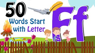 50 Words start with F  Phonics letter F  Letter F Vocabulary  Kids Video  Kids Grade [upl. by Anahtor893]