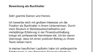 Как написать бевербунг на бухгалтераBewerbung als Buchhalter [upl. by Lyckman]