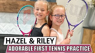 Hazel and Riley Busby Take on Tennis Practice for the First Time  OutDaughtered [upl. by Sabelle]