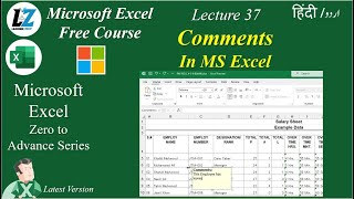 37 How to add Comments in Microsoft Excel MS Excel Free Course learning excel microsoft office [upl. by Coniah]