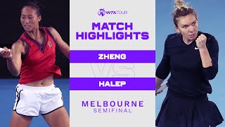 Qinwen Zheng vs Simona Halep  2022 Melbourne Semifinal  WTA Match Highlights [upl. by Elleiram]