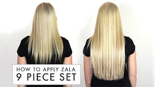 How to Put in 9Piece Clipin Hair Extensions  ZALA [upl. by Anawat844]