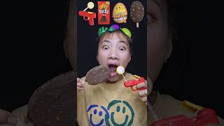 candy guns🔫 chocolate sticks🥡 dinosaur eggs🦖 frozen chocolate ice cream🍦 food funny shorts [upl. by Siekram]