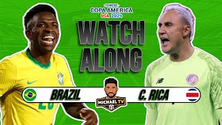 Brazil 00 Costa Rica Live  COPA AMERICA 2024  Watch Along [upl. by Ecirtael]