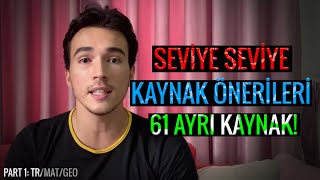 SEVİYE SEVİYE TYT AYT KAYNAK ÖNERİLERİ  TAM 61 KAYNAK  Türkçe Matematik Geometri  Part1 [upl. by Durham]