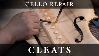 Repairing Cello That Fell From a Moving Vehicle 3 Installing Cleats  Infiniti Strings [upl. by Leticia]