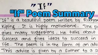 If Poem by Rudyard Kipling Summary [upl. by Hannaoj]