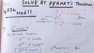 Number Theory  Fermats Little Theorem Example 1 [upl. by River]