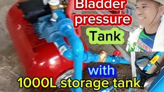 Paano magkabit ng bladder pressure tank na may kasamang 1000L SS tank resevoir mula sa tubig NAWASA [upl. by Ecnerrat]