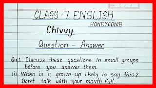 chivvy poem class 7 questions and answers  Class 7 english chivvy poem question answer [upl. by Wier]