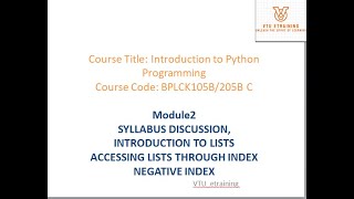 Lecture 16 Lists in python indexing negative indexingBPCLK105BVTU [upl. by Cence]