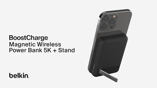 Belkin BoostCharge Magnetic Wireless Power Bank 5K  Stand [upl. by Hajin]