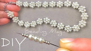 Easy Daisy Beaded Necklace Tutorial How to Make a Flower Necklace with Beads [upl. by Athiste275]