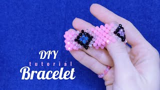 DIY Pink bracelet with pattern Stretchy bracelet with crystal beads Easy beading tutorial [upl. by Emarie107]