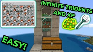 SIMPLE 121 TRIDENT FARM TUTORIAL in Minecraft Bedrock MCPEXboxPlayStationSwitchPC [upl. by Anirrehs946]