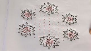 13 to 7 dots simple chukkala muggulu  festival rangoli designs  easy kolam designs muggulu [upl. by Heddie817]