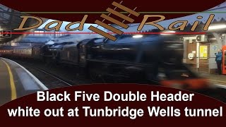 Black 5 44871 and 45407 Steam Train at Tunbridge Wells Tunnel white out [upl. by Mable305]