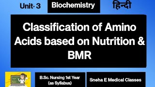 Classification of Amino Acids based on Nutrition BMR [upl. by Anekahs869]