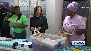 Kamala Harris visits donation center in Charlotte North Carolina following Hurricane Helene [upl. by Irab607]