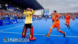 Netherlands mens field hockey HANGS ON through shootout vs Germany for gold  Paris Olympics [upl. by Norty]