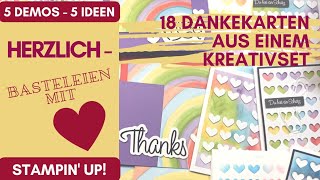 DIY 18 Dankeskarten basteln mit dem Kreativset Danke sagen Stampin Up Anleitung Tutorial [upl. by Ybbil887]