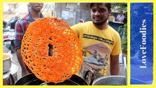 Worlds BIG Jalebi Making Crispy Crunchy Juicy Jalebi without yeast Indian Street Food in 2018 [upl. by Dyana]