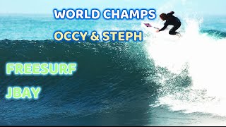 World Champs Occy amp Stephanie Gilmore Freesurfing Jeffreys Bay [upl. by Akirdna]