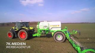 Dünger streuenausbringen 2016 Claas AXION 810 mit Cultan GFI 153 Flüssigdünger Injektion [upl. by Etteragram]