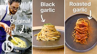 Aglio e olio originale vs aglio nero vs aglio arrostito con Luciano Monosilio [upl. by Eulalee]