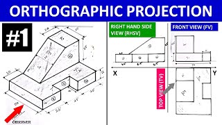 ORTHOGRAPHIC PROJECTION PROBLEM1 [upl. by Mozza229]