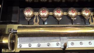 Antique Cylinder Music Box with Six Bells and Bee Strikers by PVF c 1880 [upl. by Marcell453]