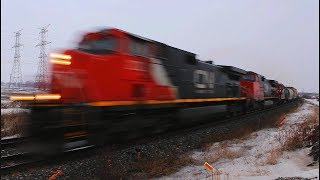 VERY FAST CN freight doing 68 MPH [upl. by Anwahsal]