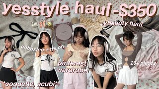 350 HUGE YESSTYLE tryon haul 🩰🪐 20 items trendy aesthetic clothes  kbeauty coquette acubi [upl. by Ymas958]