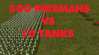 War Selection 500 Pikemans vs 10 Flamethrower Tanks [upl. by Robbert]