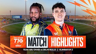 2024 Abu Dhabi T10 I Eliminator 2 Highlights Team Abu Dhabi vs Delhi Bulls  Season 8 [upl. by Kolodgie35]