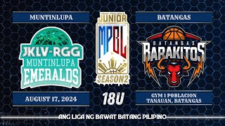 Junior MPBL Season 2 Muntinlupa JKLV RGG Emeralds vs Batangas Barakitos  18U [upl. by Terryn]