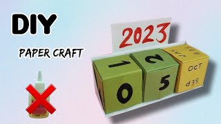 How to make 2023 Desk Calendar Without Glue  Diy calendar  paper crafts [upl. by Staffan]