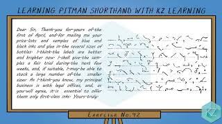 Pitman Shorthand  Exercise No42 Dictation 95 WPM  KZ Learning [upl. by Hinda]