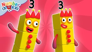 Three  Full Episode  S1 E4  Numberblocks Level 1  Red 🔴 [upl. by Rekoob]