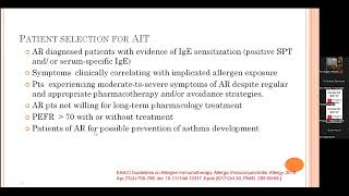 Module 6 Case Based Discussion on Allergen Immunotherapy [upl. by Ainoyek]