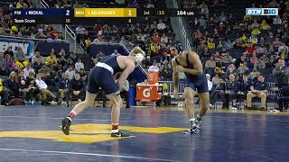 184 LBS 1 Bo Nickal Penn State vs 5 Domenic Abounader Michigan  2018 B1G Wrestling [upl. by Ateikan925]