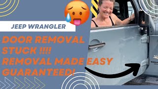 Jeep Wrangler Gladiator Door Removal  Stuck Easy Fix Step by Step Removal for the DIY [upl. by Ennairol809]