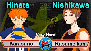 Hinata vs Nishikawa Karasuno vs Ritsumeikan Very Hard Full gameplay The Spike Volleyball 3x3 [upl. by Ailiec]