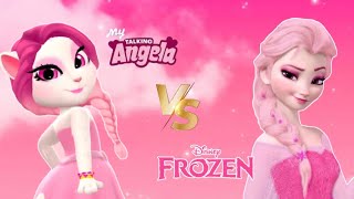 My Talking Angela 2 Angela vs pink Elsa  new update gameplay mytalkingangela2 disneyprincess [upl. by Bunch]