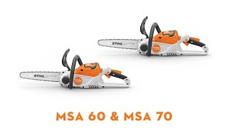 STIHL MSA 60 amp MSA 70 Cordless Chainsaws  Battery Powered Chainsaws  STIHL AK System  STIHL GB [upl. by Cottle]