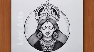 Durga Maa Drawing  Pencil Sketch  Navratri Special Drawing  Lavi Arts  Drawing Pictures  Chitra [upl. by Sirrah821]