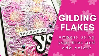 Add colour to your Gilding Flakes cards cardmaking papercraft [upl. by Tiossem96]